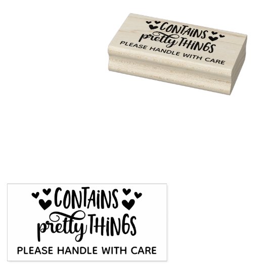 Niedliche Herzen enthalten Hübsche Dinge fragil Gummistempel (Stempel)