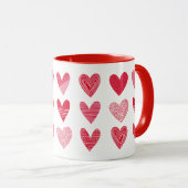 Niedliche Herzen in Rosa und Rot Tasse (VorderseiteRechts)