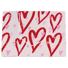 Niedliche Herzen in Rot und Rosa Große Geschenktüte