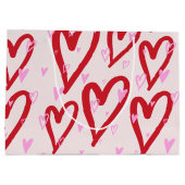 Niedliche Herzen in Rot und Rosa Große Geschenktüte (Rückseite)