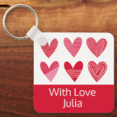 Niedliche Herzen in Rot und Rosa mit Text Schlüsselanhänger (Vorderseite)