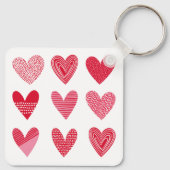 Niedliche Herzen in Rot und Rosa mit Text Schlüsselanhänger (Rückseite)