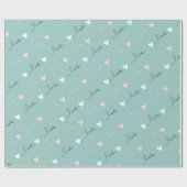 Niedliche Herzen & Liebe Script Valentinstag Aqua Geschenkpapier (Flach)