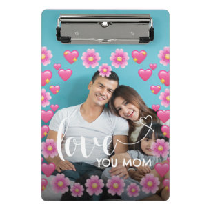 Niedliche HERZEN LIEBE SIE MAMA Muttertagsjubiläum Mini Klemmbrett