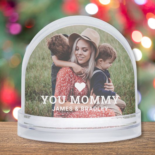 Niedliche HERZEN LIEBE SIE MOMMY Mother Day Foto Schneekugeln