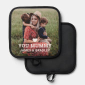 Niedliche HERZEN LIEBE SIE MUMMY Foto Muttertag Topflappen (Vorderseite/Rückseite)