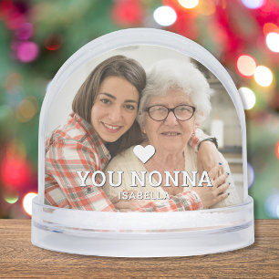 Niedliche HERZEN LIEBE SIE NONNA Foto Muttertag Schneekugeln