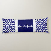 Niedliche Herzen, Navy Blue & White, Fügen Sie Ihr Seitenschläferkissen (Rückseite)