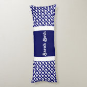 Niedliche Herzen, Navy Blue & White, Fügen Sie Ihr Seitenschläferkissen (Rückseite (Vertikal))