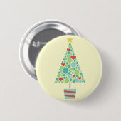 Niedliche Herzen pastellfarbene moderne Weihnachts Button (Vorne & Hinten)