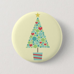 Niedliche Herzen pastellfarbene moderne Weihnachts Button