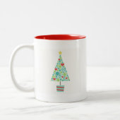 Niedliche Herzen pastellfarbene moderne Weihnachts Zweifarbige Tasse (Links)