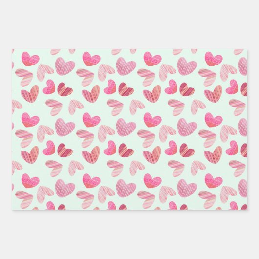 Niedliche Herzen Rosa Aquarellfarben und Texturmus Geschenkpapier Set (Vorderseite)