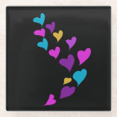 Niedliche Herzen rosa gelb blau treiben Glasuntersetzer (Vorderseite)