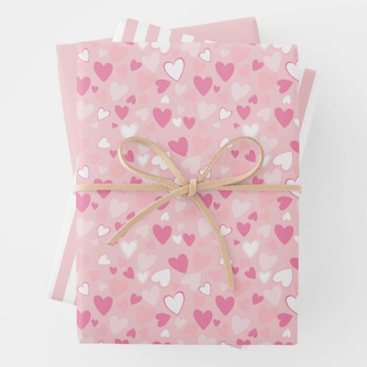 Niedliche Herzen rosa Geschenkpapier Set (Beispiel)