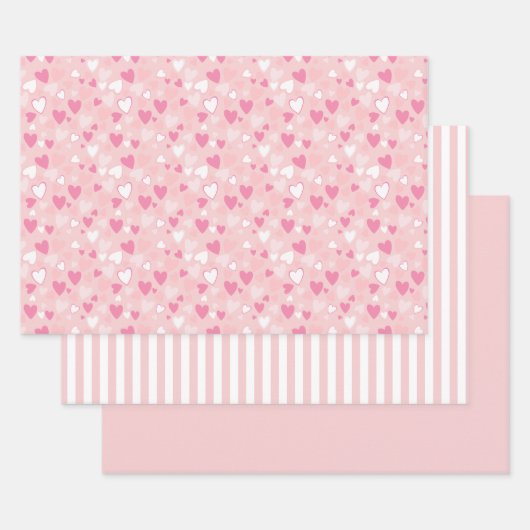 Niedliche Herzen rosa Geschenkpapier Set (Set)