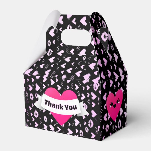 Niedliche Herzen Rosa & Schwarz, Hochzeit, Verlobu Geschenkschachtel (Vorderseite)