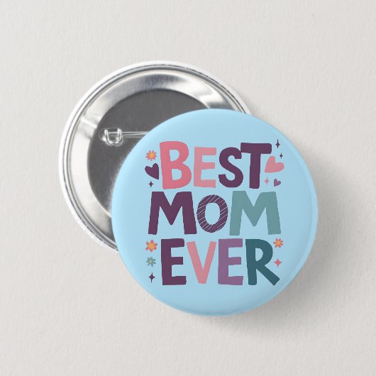 Niedliche Herzen und Blume Beste Mama je Button (Vorne & Hinten)