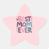Niedliche Herzen und Blume Beste Mama je Stern-Aufkleber (Vorderseite)