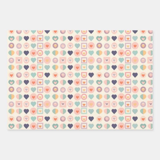 Niedliche Herzen und geometrische Formen Geschenkpapier Set (Vorderseite 2)