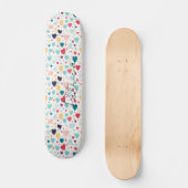 Niedliche Herzen und Polka Dots Muster farbenfrohe Skateboard (Vorderseite)