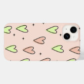 Niedliche Herzen und Sternenmuster auf Rosa Case-Mate iPhone Hülle (Rückseite (Horizontal))