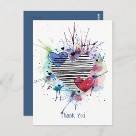 Niedliche Herzen und Waschbecken auf der Aquarellk Postkarte