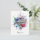 Niedliche Herzen und Waschbecken auf der Aquarellk Postkarte (Stehend Vorderseite)