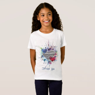 Niedliche Herzen und Waschen im T - Shirt Aquarell