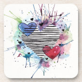 Niedliche Herzen und Waschen in Aquarellen Getränkeuntersetzer (Vorderseite)