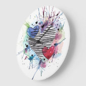 Niedliche Herzen und Waschen in Aquarellen Große Wanduhr (Winkel)