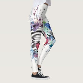 Niedliche Herzen und Waschen in Aquarellen Leggings