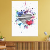 Niedliche Herzen und Waschen in Aquarellen Leinwanddruck (Insitu (Wohnzimmer))