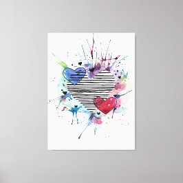 Niedliche Herzen und Waschen in Aquarellen Leinwanddruck