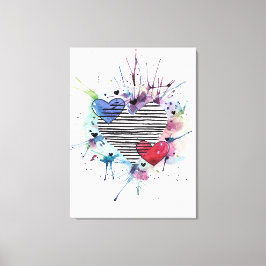 Niedliche Herzen und Waschen in Aquarellen Leinwanddruck