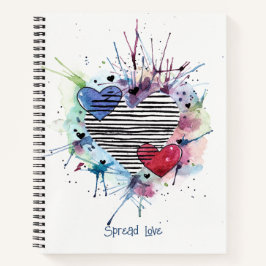 Niedliche Herzen und Waschen in Aquarellen Notizblock