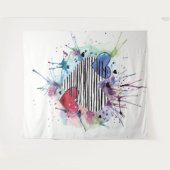 Niedliche Herzen und Waschen in Aquarellen Wandteppich (Vorderseite (Horizontal))