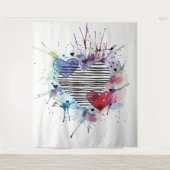 Niedliche Herzen und Waschen in Aquarellen Wandteppich (Vorderseite)