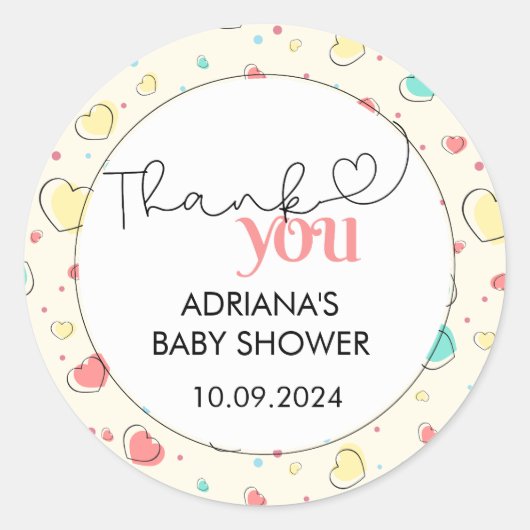 Niedliche Herzensanreize Vielen Dank Runder Aufkleber (Vorderseite)