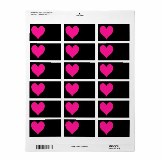 Niedliche Herzform in Schwarz und Tief Rosa Adressaufkleber (Vorne)