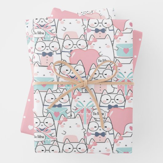 Niedliche Herzfrequenz Liebe Muster Geschenkpapier Set (Beispiel)