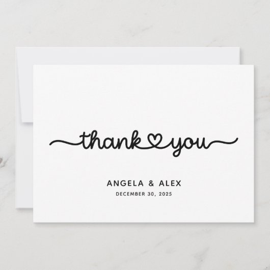 Niedliche Herzhochzeit Dankeskarte (Vorderseite)