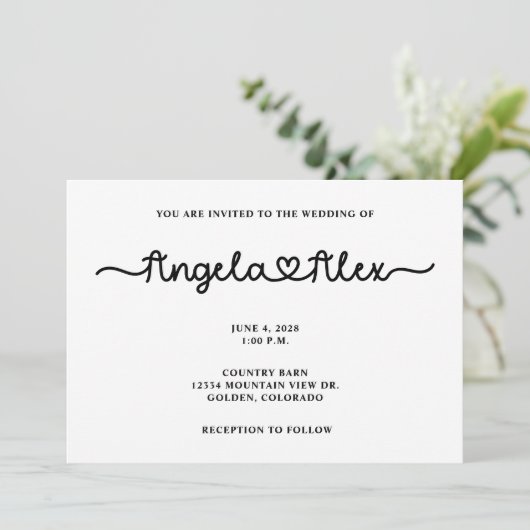 Niedliche Herzhochzeit Einladung (Stehend Vorderseite)