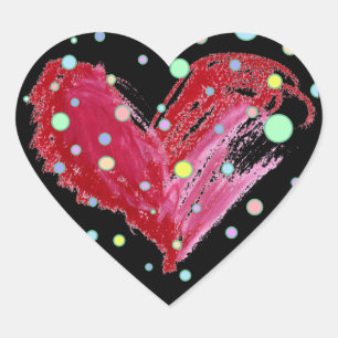 Niedliche Herzklammern Schwarze Polka Punkte Herz-Aufkleber