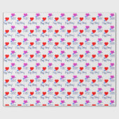 Niedliche Herzklopfen, Personalisierte Geburtstags Geschenkpapier (Flach)