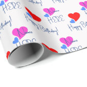 Niedliche Herzklopfen, Personalisierte Geburtstags Geschenkpapier (Rolleneckpunkt)