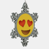 Niedliche herzliche Augen Emoji Schneeflocken Zinn-Ornament (Links)