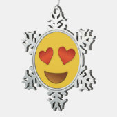 Niedliche herzliche Augen Emoji Schneeflocken Zinn-Ornament (Rechts)
