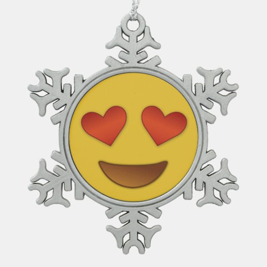 Niedliche herzliche Augen Emoji Schneeflocken Zinn-Ornament (Vorderseite)