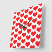 Niedliche Herzmuster Valentine's Geschenk Red Whit Quadratische Wanduhr (Winkel)